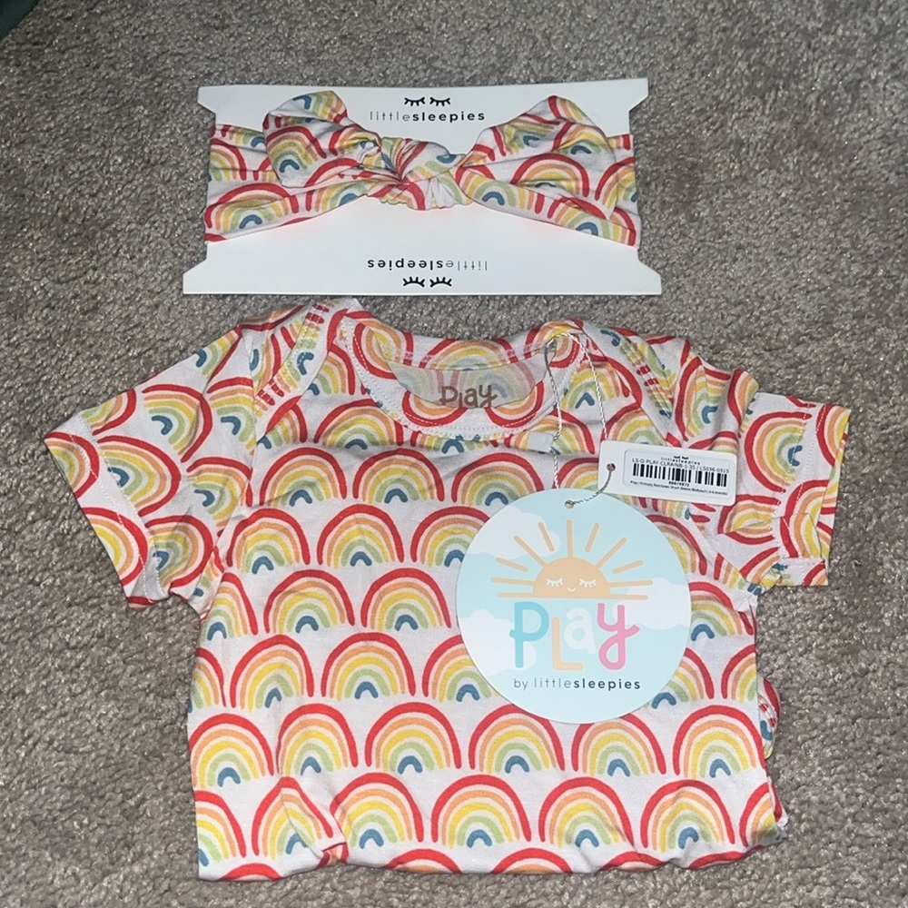 NWT Little Sleepies Rainbow Bodysuit + Headband 🌈💗